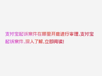 支付宝起诉案件在哪里开庭进行审理,支付宝起诉案件，深入了解，立即阅读！