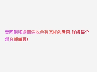 美团借钱逾期催收会有怎样的后果，详析每个部分都重要！