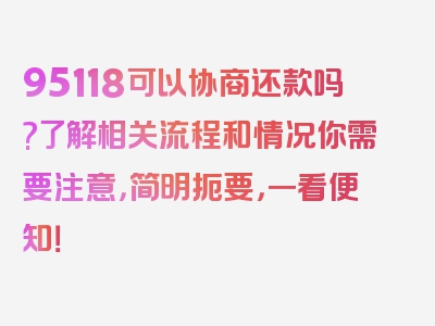 95118可以协商还款吗?了解相关流程和情况你需要注意，简明扼要，一看便知！