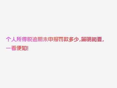 个人所得税逾期未申报罚款多少，简明扼要，一看便知！