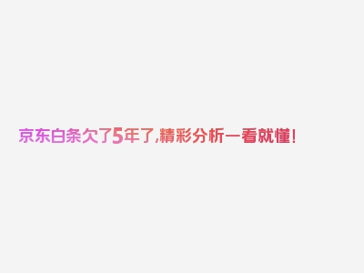 京东白条欠了5年了,精彩分析一看就懂！