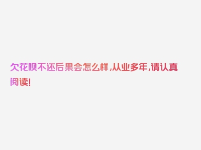 欠花呗不还后果会怎么样,从业多年,请认真阅读！