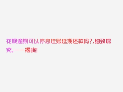 花呗逾期可以停息挂账延期还款吗?，细致探究，一一揭晓！