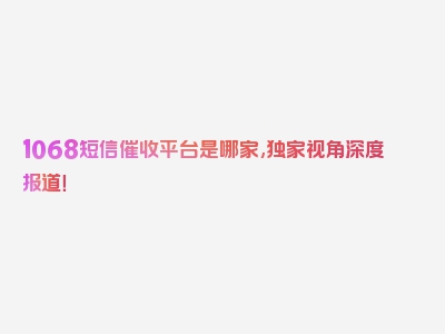 1068短信催收平台是哪家,独家视角深度报道！