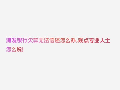 浦发银行欠款无法偿还怎么办，观点专业人士怎么说！