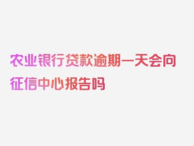 农业银行贷款逾期一天会向征信中心报告吗