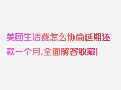 美团生活费怎么协商延期还款一个月,全面解答收藏！