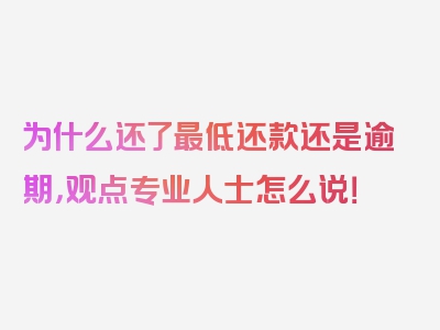 为什么还了最低还款还是逾期，观点专业人士怎么说！