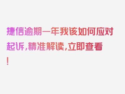 捷信逾期一年我该如何应对起诉，精准解读，立即查看！