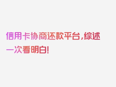 信用卡协商还款平台，综述一次看明白！