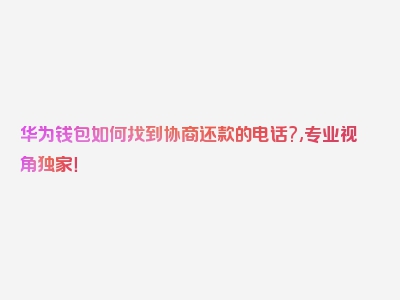 华为钱包如何找到协商还款的电话?,专业视角独家！