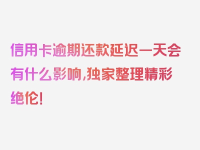 信用卡逾期还款延迟一天会有什么影响,独家整理精彩绝伦！