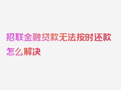 招联金融贷款无法按时还款怎么解决