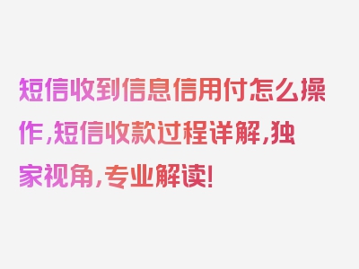 短信收到信息信用付怎么操作,短信收款过程详解，独家视角，专业解读！