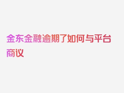 金东金融逾期了如何与平台商议