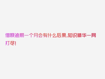 借呗逾期一个月会有什么后果,知识精华一网打尽！