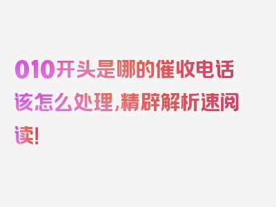 010开头是哪的催收电话该怎么处理,精辟解析速阅读！