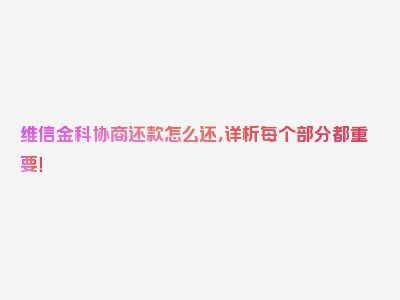 维信金科协商还款怎么还，详析每个部分都重要！