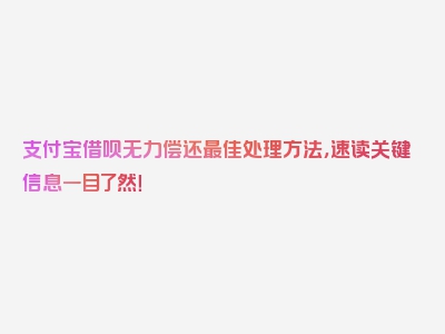 支付宝借呗无力偿还最佳处理方法，速读关键信息一目了然！