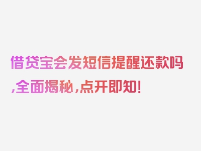 借贷宝会发短信提醒还款吗，全面揭秘，点开即知！