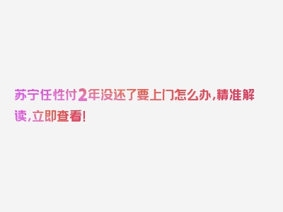 苏宁任性付2年没还了要上门怎么办，精准解读，立即查看！