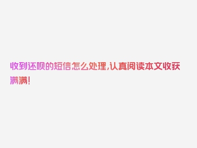 收到还呗的短信怎么处理,认真阅读本文收获满满!