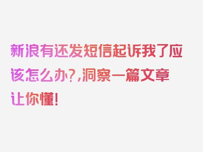 新浪有还发短信起诉我了应该怎么办?，洞察一篇文章让你懂！