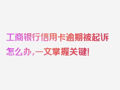 工商银行信用卡逾期被起诉怎么办，一文掌握关键！