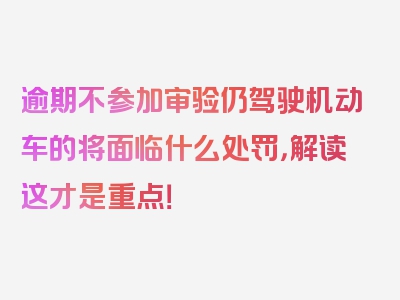 逾期不参加审验仍驾驶机动车的将面临什么处罚，解读这才是重点！