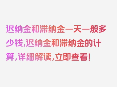 迟纳金和滞纳金一天一般多少钱,迟纳金和滞纳金的计算，详细解读，立即查看！