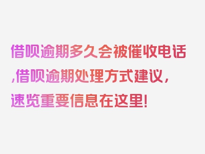 借呗逾期多久会被催收电话,借呗逾期处理方式建议，速览重要信息在这里！