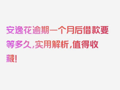 安逸花逾期一个月后借款要等多久，实用解析，值得收藏！