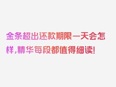 金条超出还款期限一天会怎样，精华每段都值得细读！