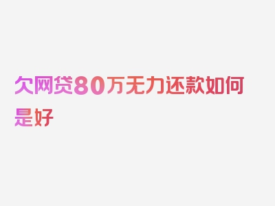 欠网贷80万无力还款如何是好