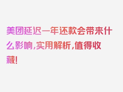 美团延迟一年还款会带来什么影响，实用解析，值得收藏！