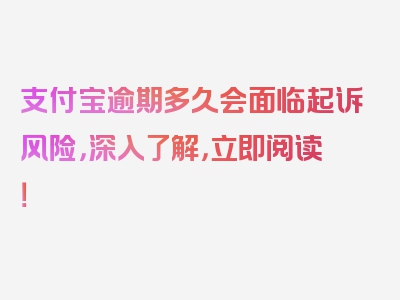 支付宝逾期多久会面临起诉风险，深入了解，立即阅读！