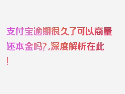 支付宝逾期很久了可以商量还本金吗?，深度解析在此！