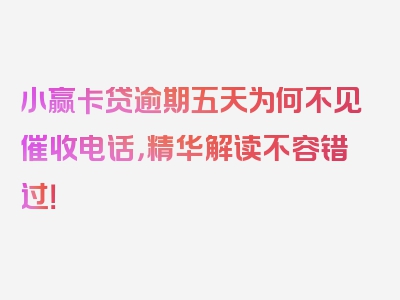 小赢卡贷逾期五天为何不见催收电话，精华解读不容错过！