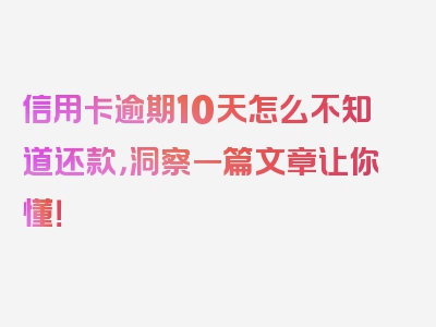 信用卡逾期10天怎么不知道还款，洞察一篇文章让你懂！