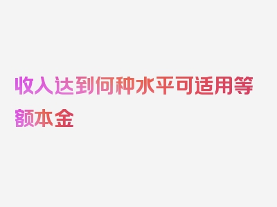 收入达到何种水平可适用等额本金