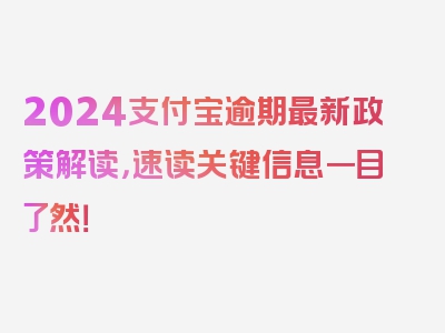 2024支付宝逾期最新政策解读，速读关键信息一目了然！