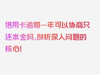 信用卡逾期一年可以协商只还本金吗，剖析深入问题的核心！