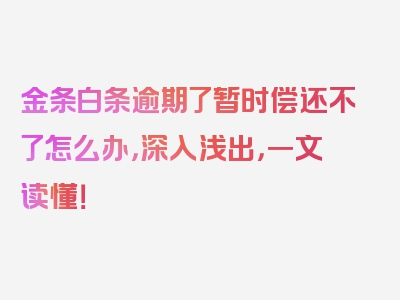 金条白条逾期了暂时偿还不了怎么办，深入浅出，一文读懂！