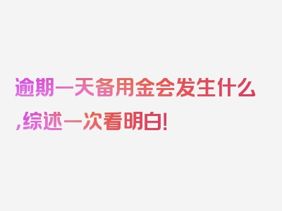 逾期一天备用金会发生什么，综述一次看明白！