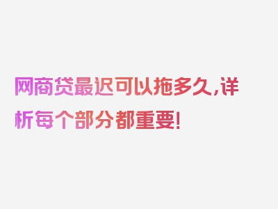 网商贷最迟可以拖多久，详析每个部分都重要！