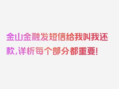 金山金融发短信给我叫我还款，详析每个部分都重要！