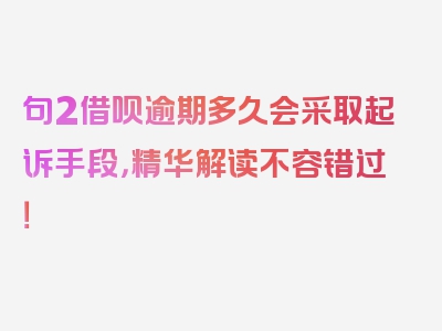 句2借呗逾期多久会采取起诉手段，精华解读不容错过！