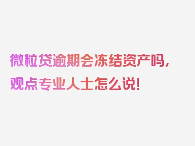 微粒贷逾期会冻结资产吗，观点专业人士怎么说！