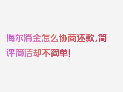 海尔消金怎么协商还款，简评简洁却不简单！