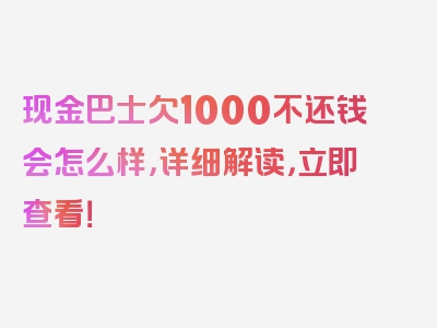 现金巴士欠1000不还钱会怎么样，详细解读，立即查看！